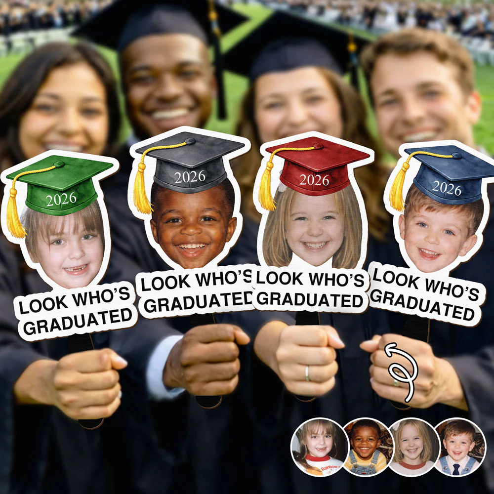 Custom Photo Childhood Look Who's Graduated - Personalized Graduation Handheld Fan - Image 2