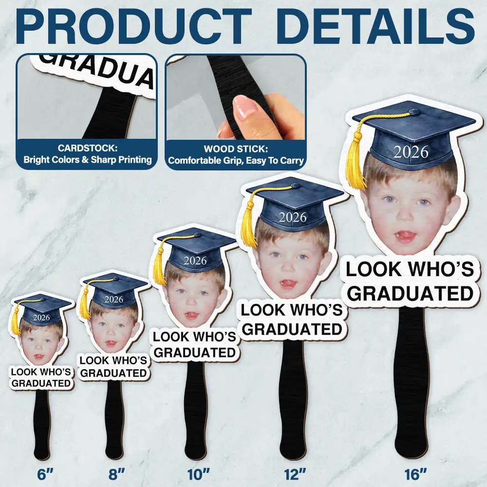 Custom Photo Childhood Look Who's Graduated - Personalized Graduation Handheld Fan - Image 7