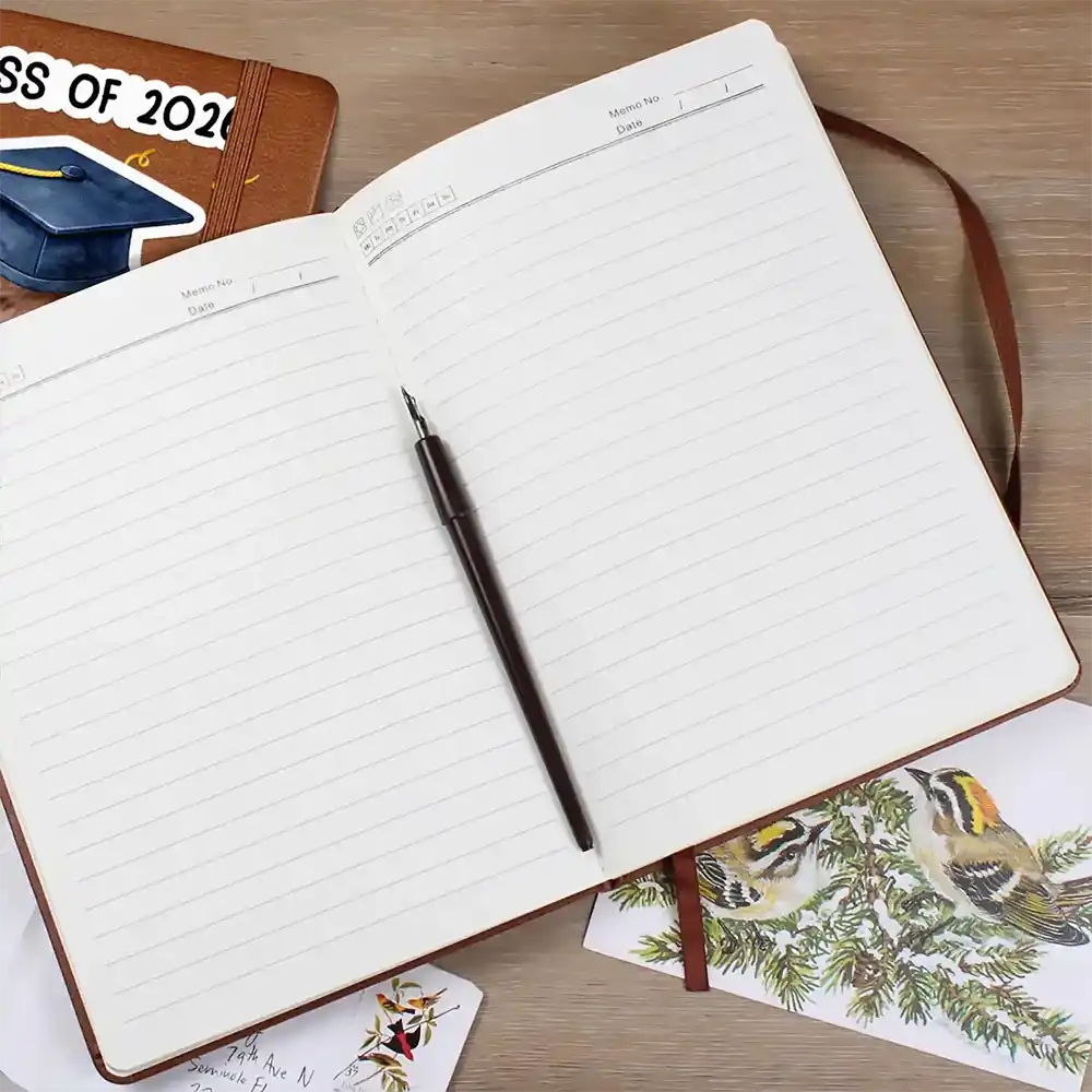 Custom Photo Childhood Look Who's Graduated - Personalized Leather Journal - Image 3