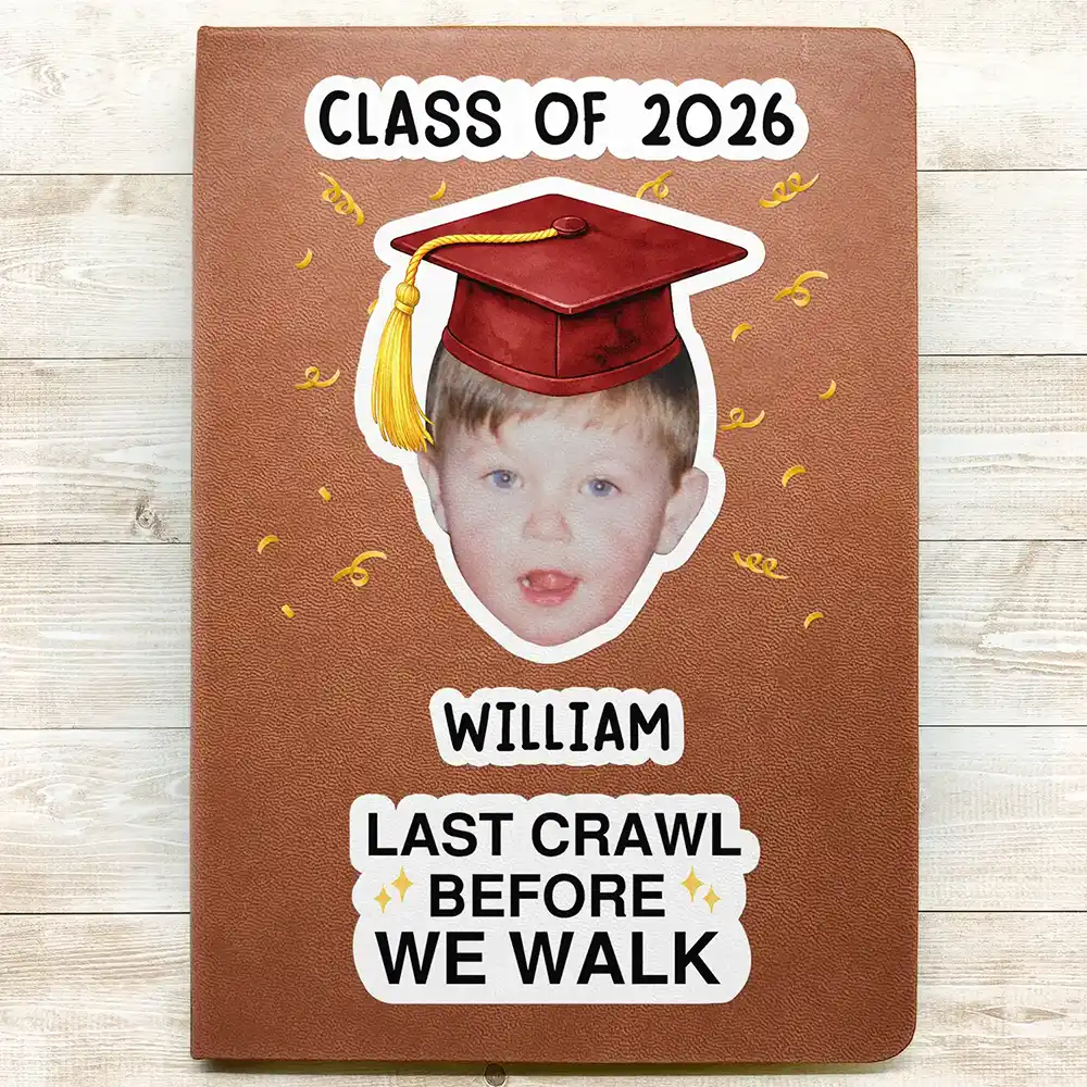 Custom Photo Childhood Look Who's Graduated - Personalized Leather Journal - Image 4