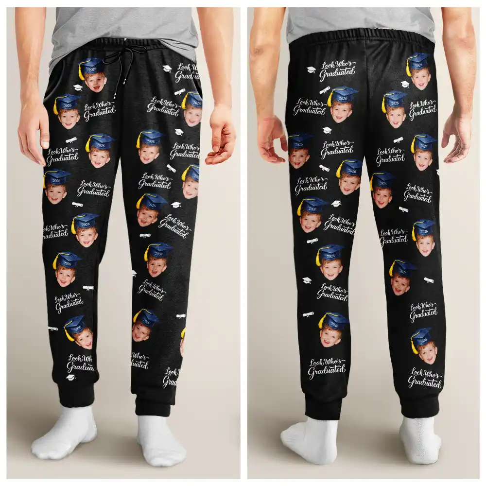 Custom Photo Childhood Look Who's Graduated - Personalized Pajama Pants - Image 4