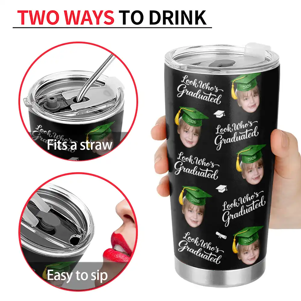 Custom Photo Childhood Look Who's Graduated - Personalized Tumbler - Image 5