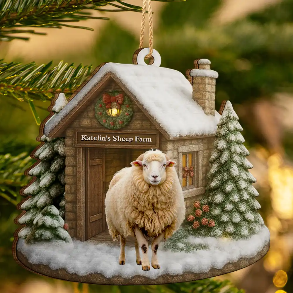 Custom Photo Christmas Animal Farm - Personalized Custom Shaped Wooden Ornament - Image 4