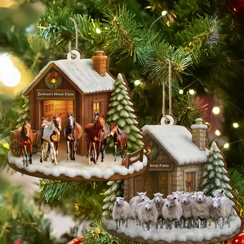 Custom Photo Christmas Animal Farm - Personalized Custom Shaped Wooden Ornament - Image 7