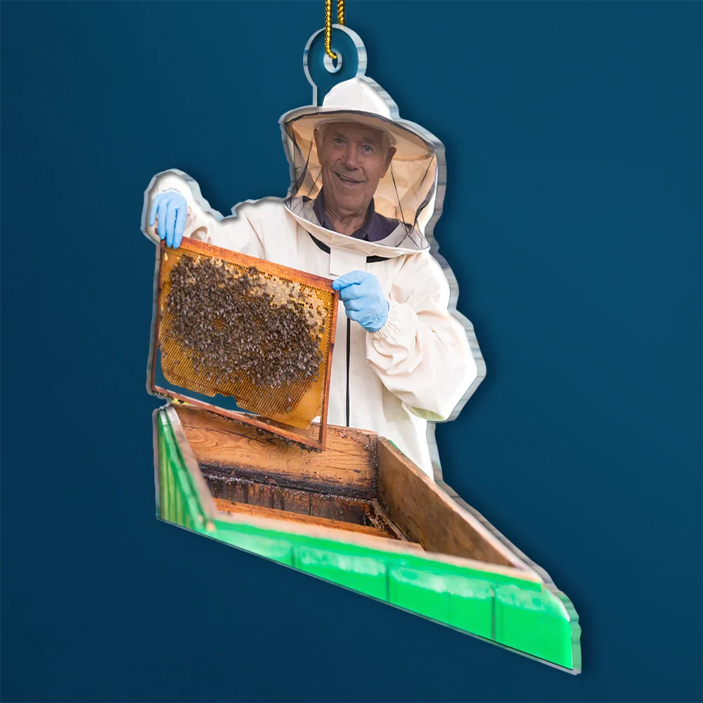 Custom Photo Christmas Bee Farmer Decorations - Personalized Acrylic Photo Ornament - Image 3