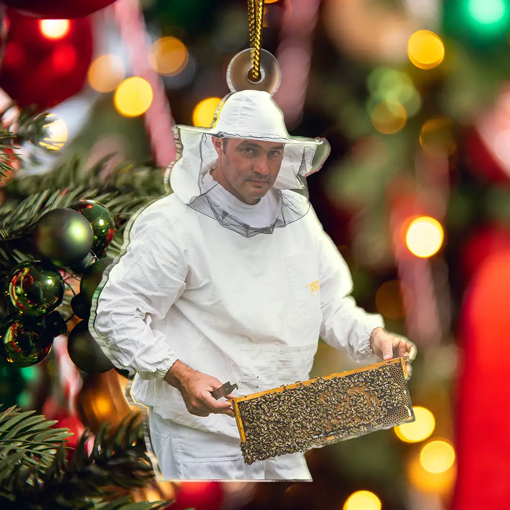 Custom Photo Christmas Bee Farmer Decorations - Personalized Acrylic Photo Ornament - Image 6
