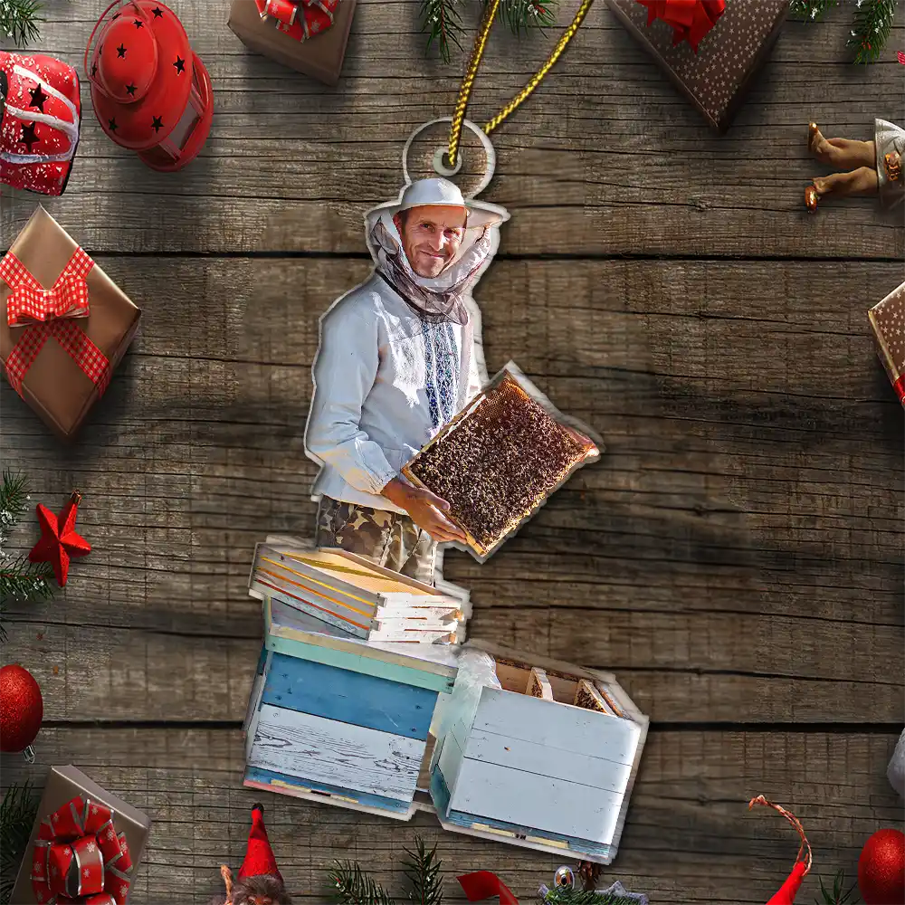 Custom Photo Christmas Bee Farmer Decorations - Personalized Acrylic Photo Ornament - Image 7