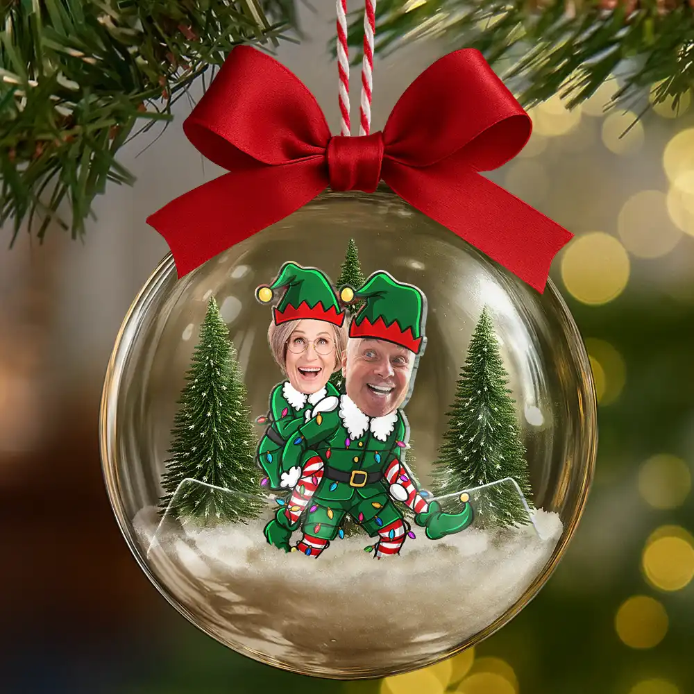 Custom Photo Christmas Characters Couple - Personalized 3D Acrylic Ball Ornament - Image 7