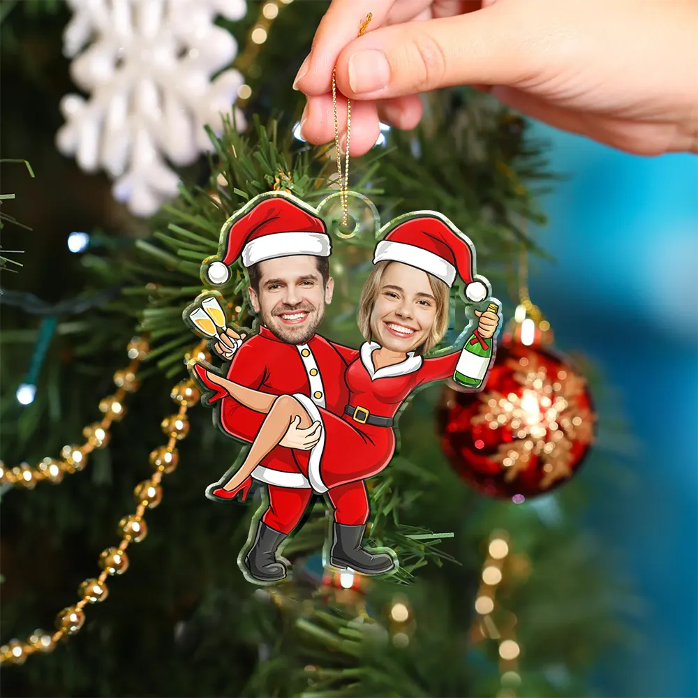 Custom Photo Christmas Characters Couple - Personalized Custom Shaped Acrylic Ornament - Image 5