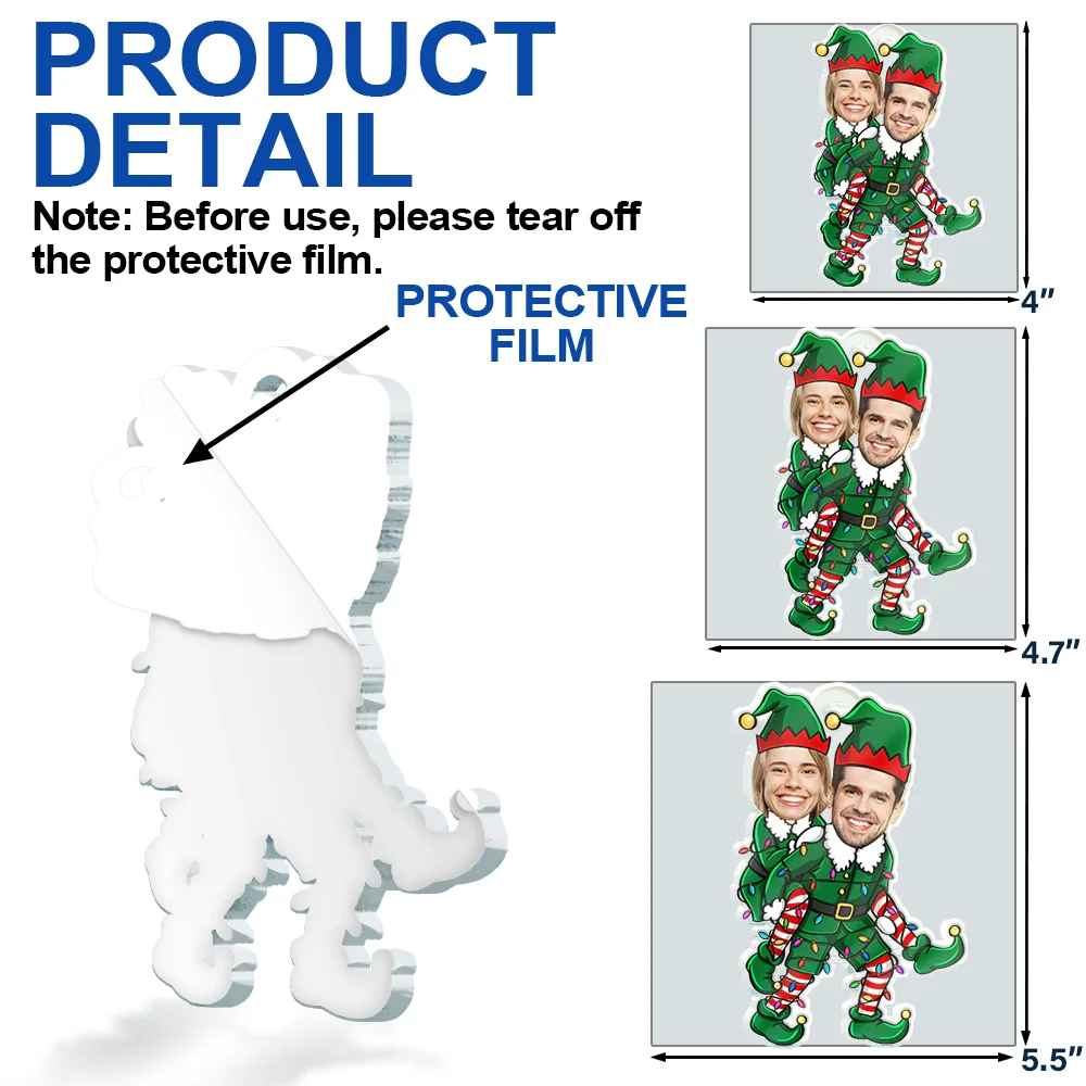 Custom Photo Christmas Characters Couple - Personalized Custom Shaped Acrylic Ornament - Image 7