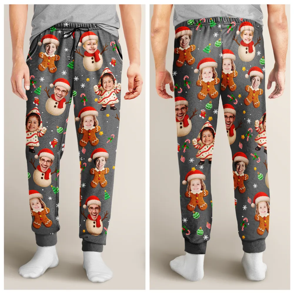 Custom Photo Christmas Characters Funny Face - Personalized Pajama Pants - Image 5