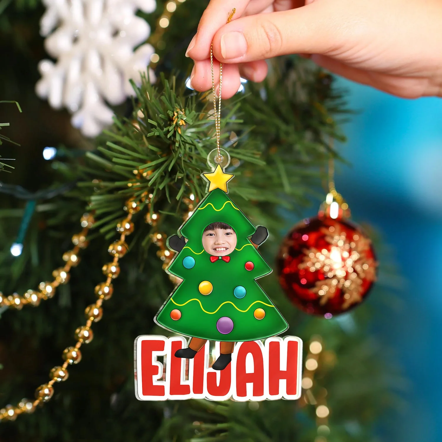 Custom Photo Christmas Cosplay Grandkids - Christmas, Loving Gift For Grandpa, Grandma, Grandparents - Personalized Cutout Acrylic Ornament - Image 5