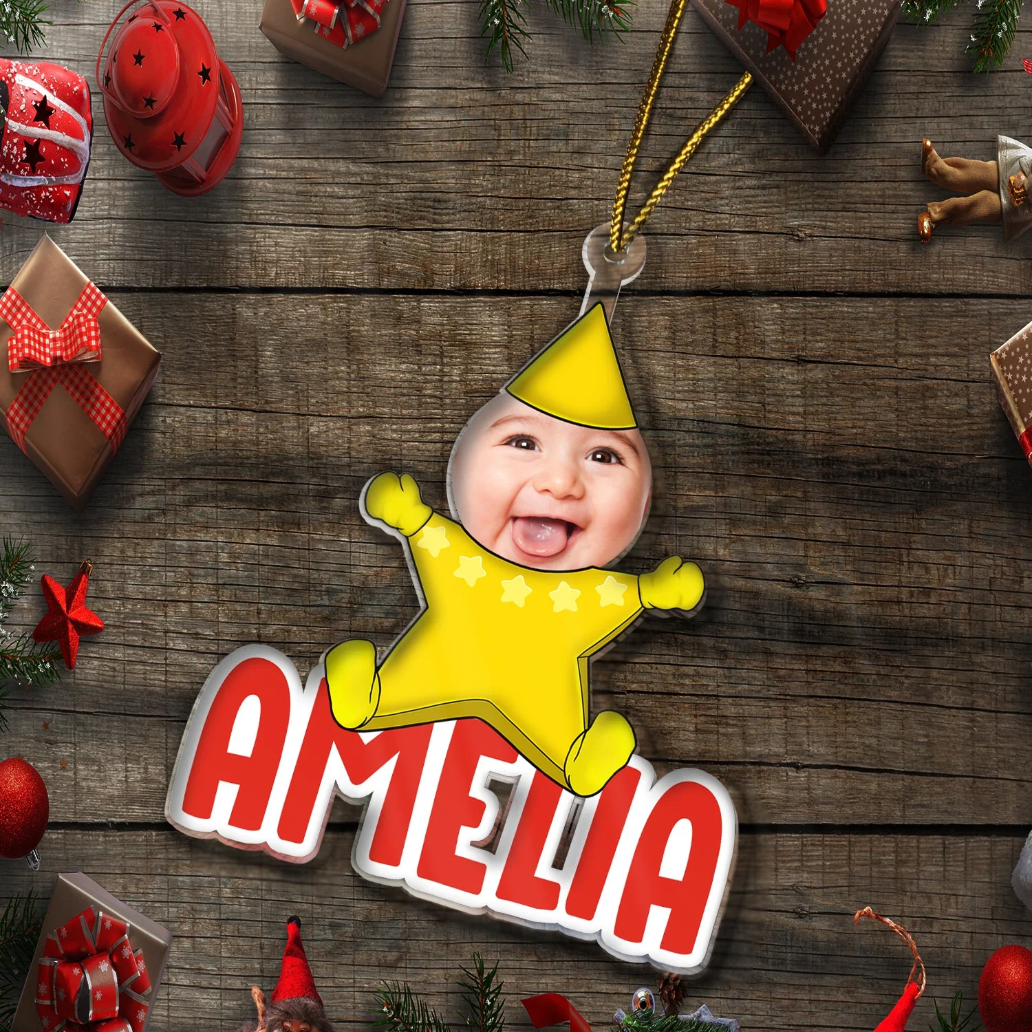 Custom Photo Christmas Cosplay Grandkids - Christmas, Loving Gift For Grandpa, Grandma, Grandparents - Personalized Cutout Acrylic Ornament - Image 7