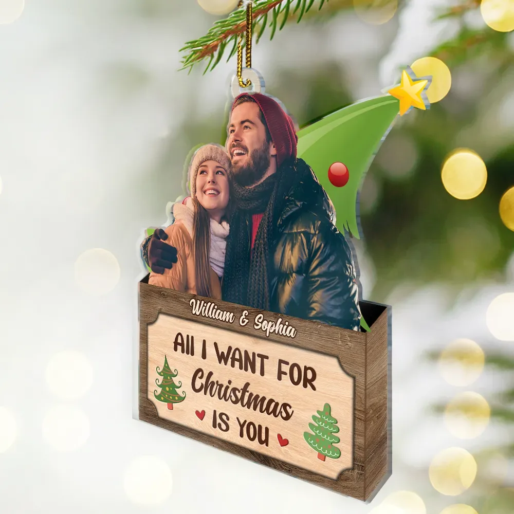 Custom Photo Christmas Couple From Our First Kiss Till Our Last Breath - Personalized Cutout Acrylic Ornament - Image 3
