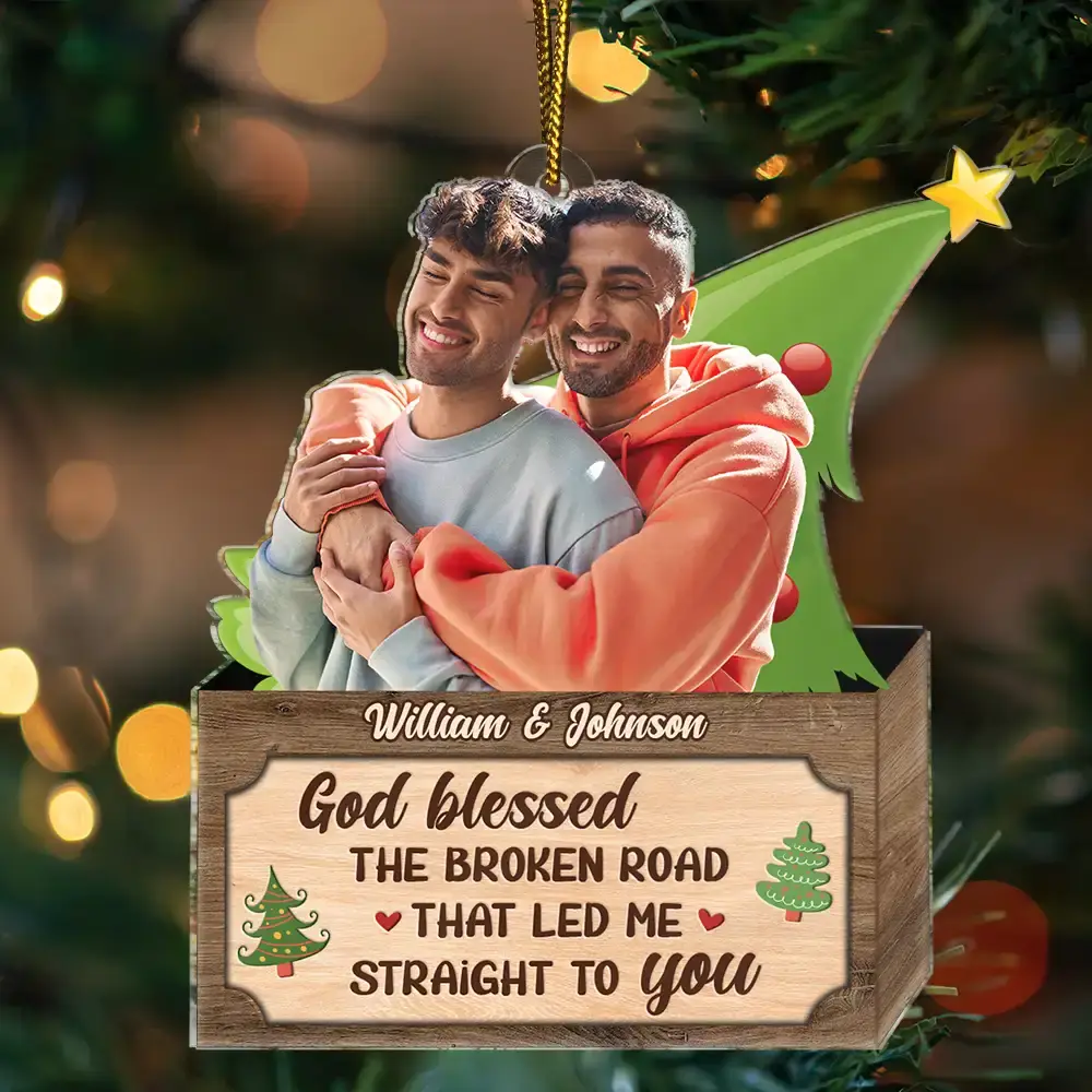 Custom Photo Christmas Couple From Our First Kiss Till Our Last Breath - Personalized Cutout Acrylic Ornament - Image 4