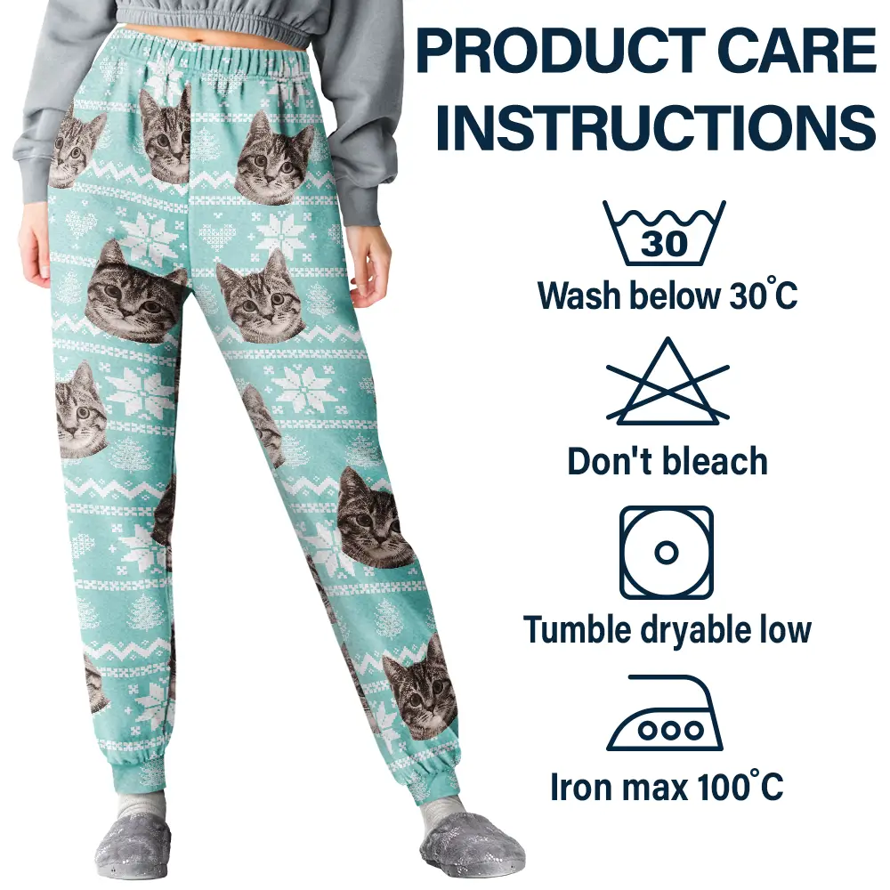 Custom Photo Christmas Couples Family Pets Face - Personalized Sweatpants - Image 7