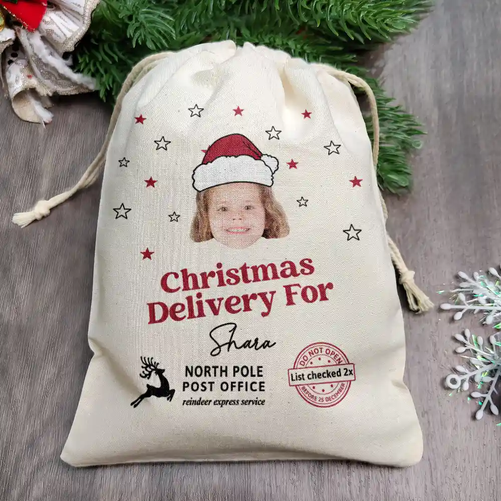 Custom Photo Christmas Delivery Gift Bag - Personalized Favor Bag - Image 3