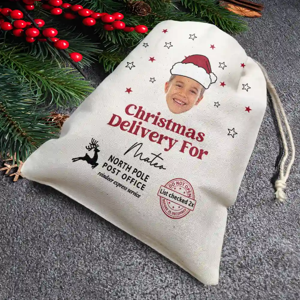 Custom Photo Christmas Delivery Gift Bag - Personalized Favor Bag - Image 4