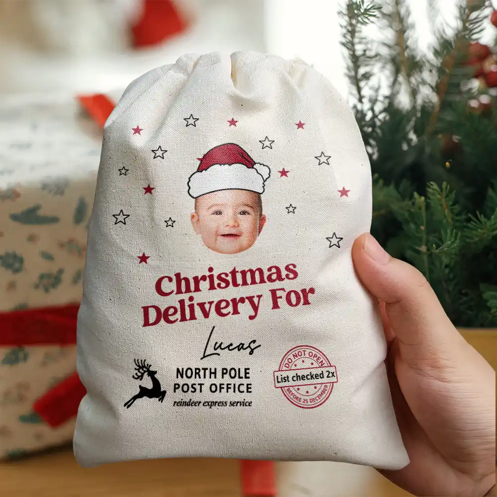 Custom Photo Christmas Delivery Gift Bag - Personalized Favor Bag - Image 5