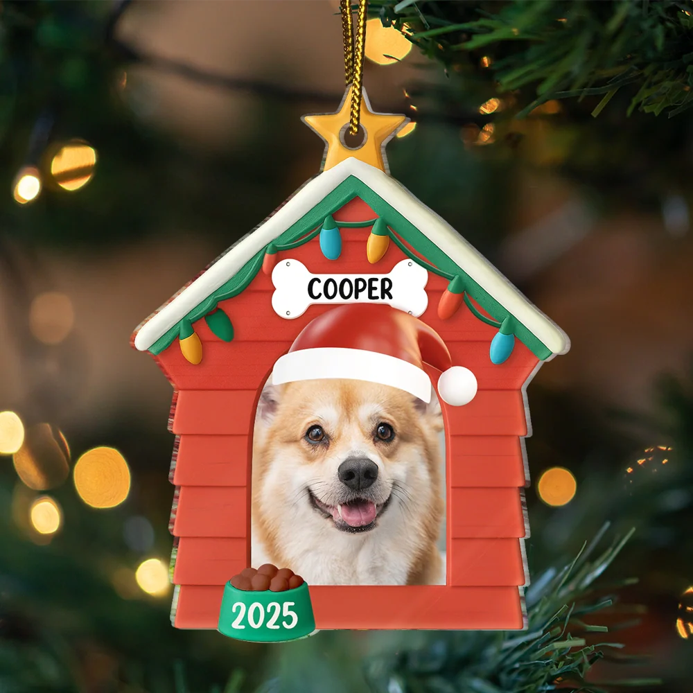 Custom Photo Christmas Dog House - Personalized Custom Shaped Acrylic Ornament - Image 3