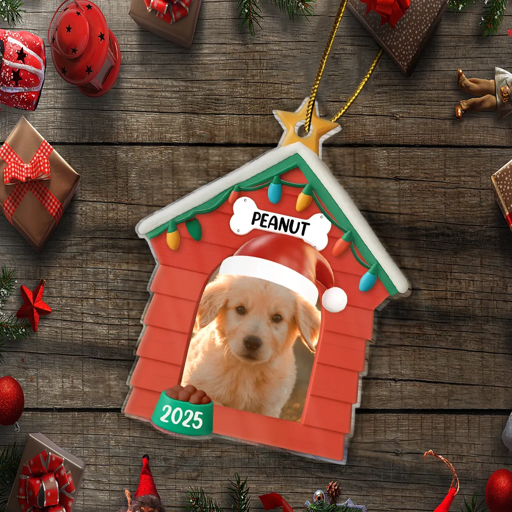 Custom Photo Christmas Dog House - Personalized Custom Shaped Acrylic Ornament - Image 5