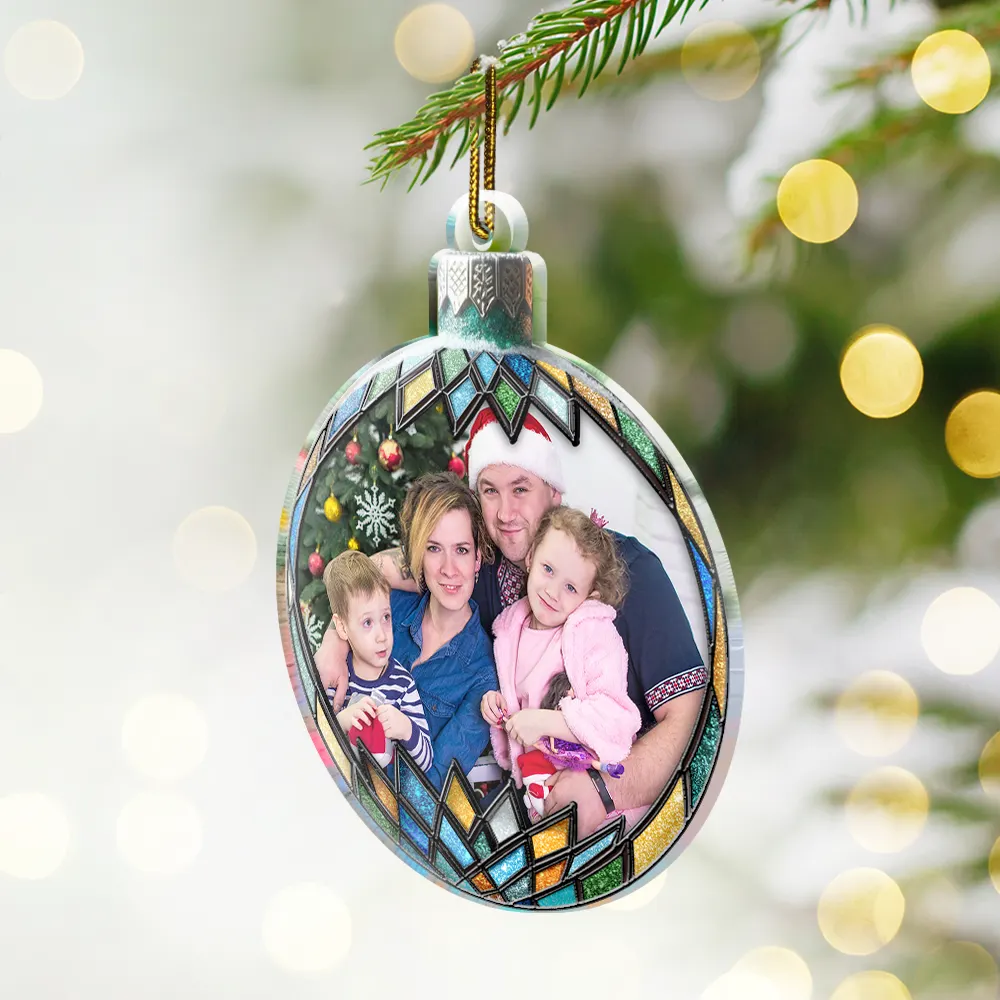 Custom Photo Christmas Family Couple Sibling Memorial - Personalized Custom Shaped Acrylic Ornament - Image 2