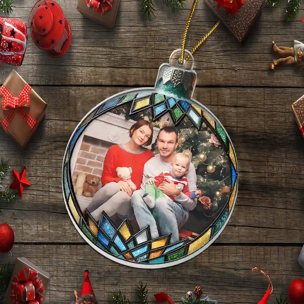 Custom Photo Christmas Family Couple Sibling Memorial - Personalized Custom Shaped Acrylic Ornament - Image 5