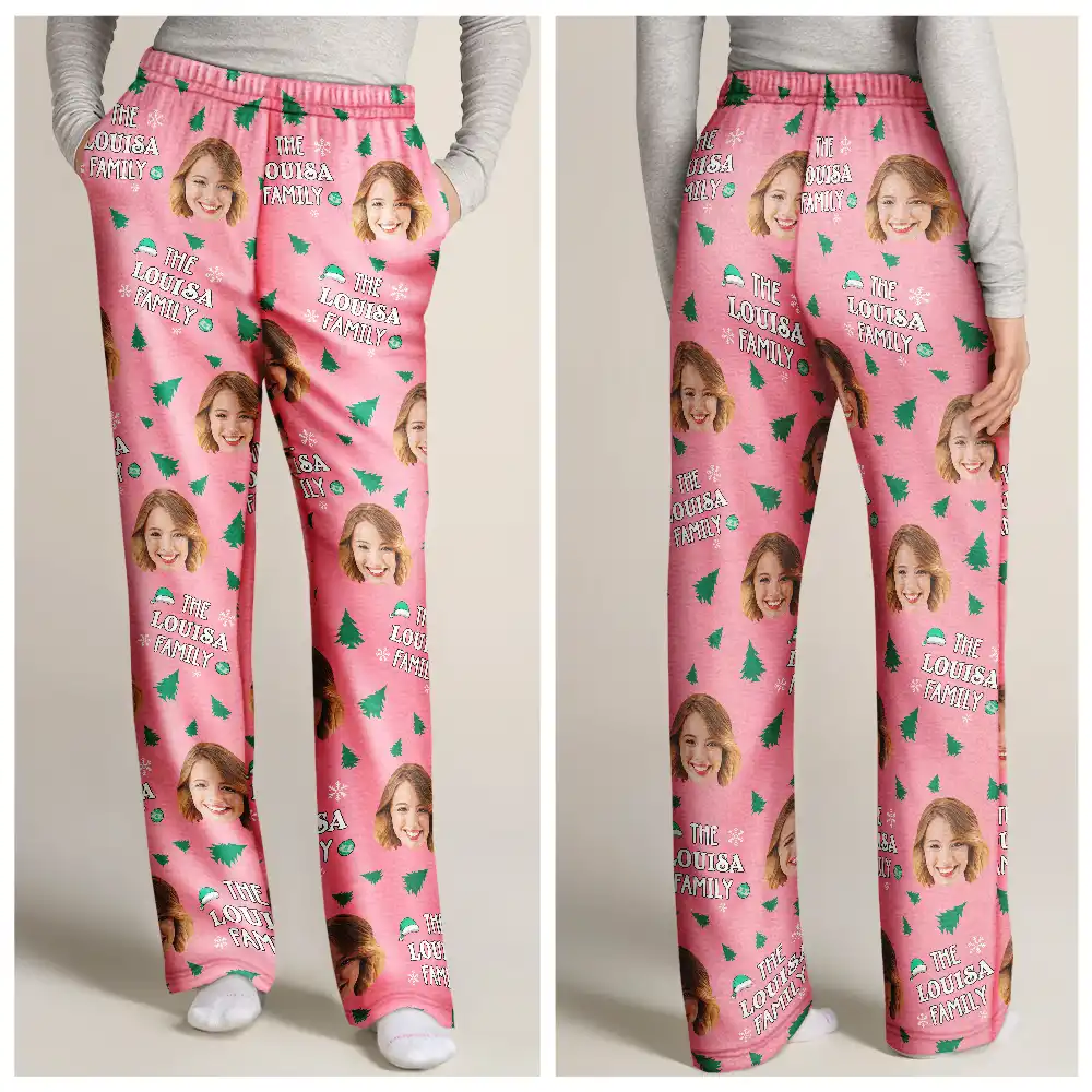 Custom Photo Christmas Family Faces - Personalized Pajama Pants - Image 4