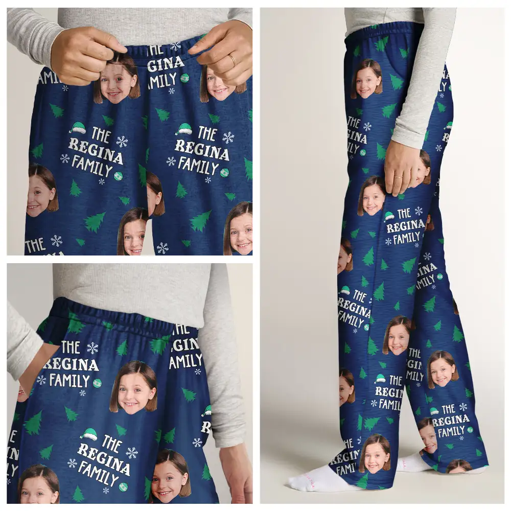 Custom Photo Christmas Family Faces - Personalized Pajama Pants - Image 8