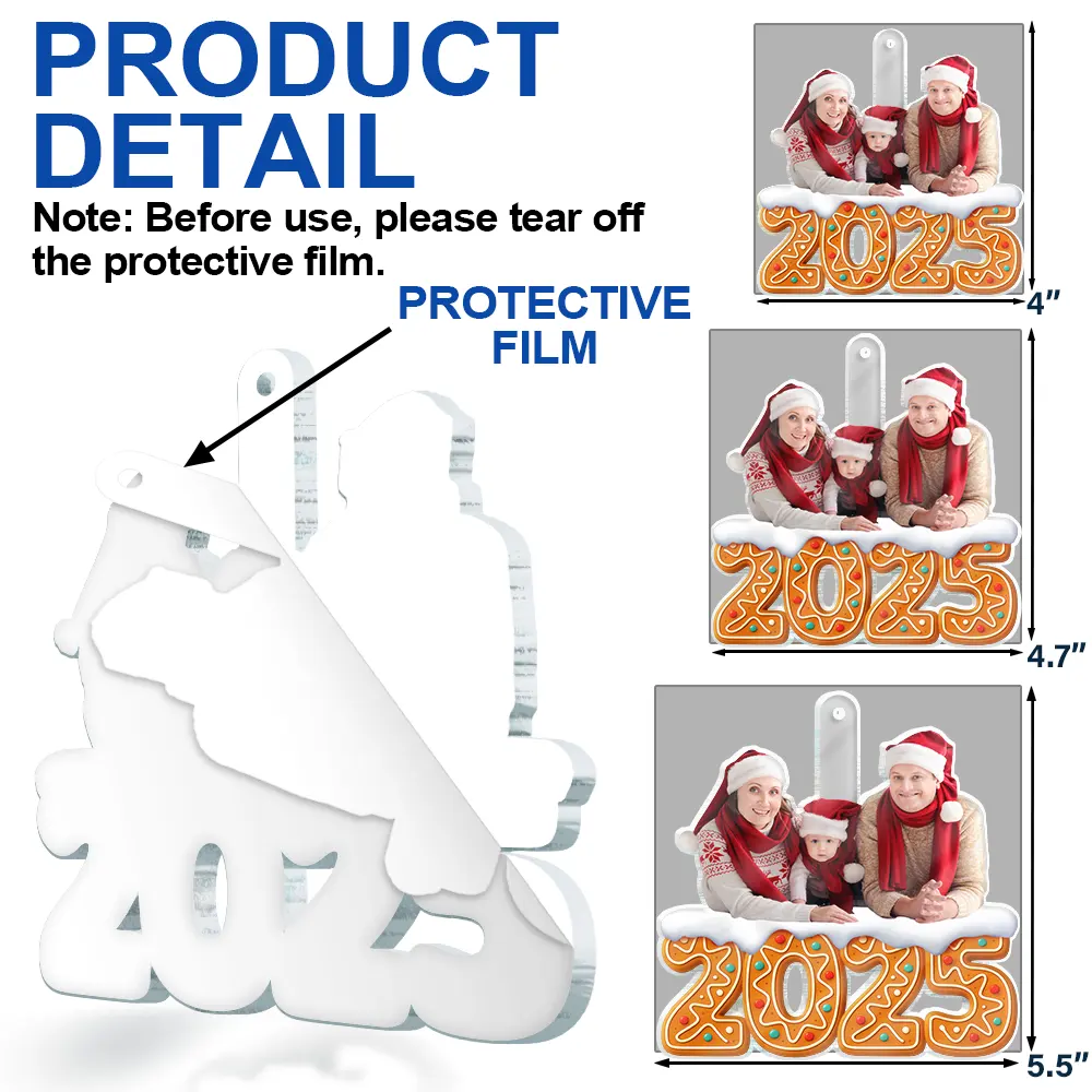 Custom Photo Christmas Family Gingerbread - Personalized Custom Shaped Acrylic Ornament - Image 7