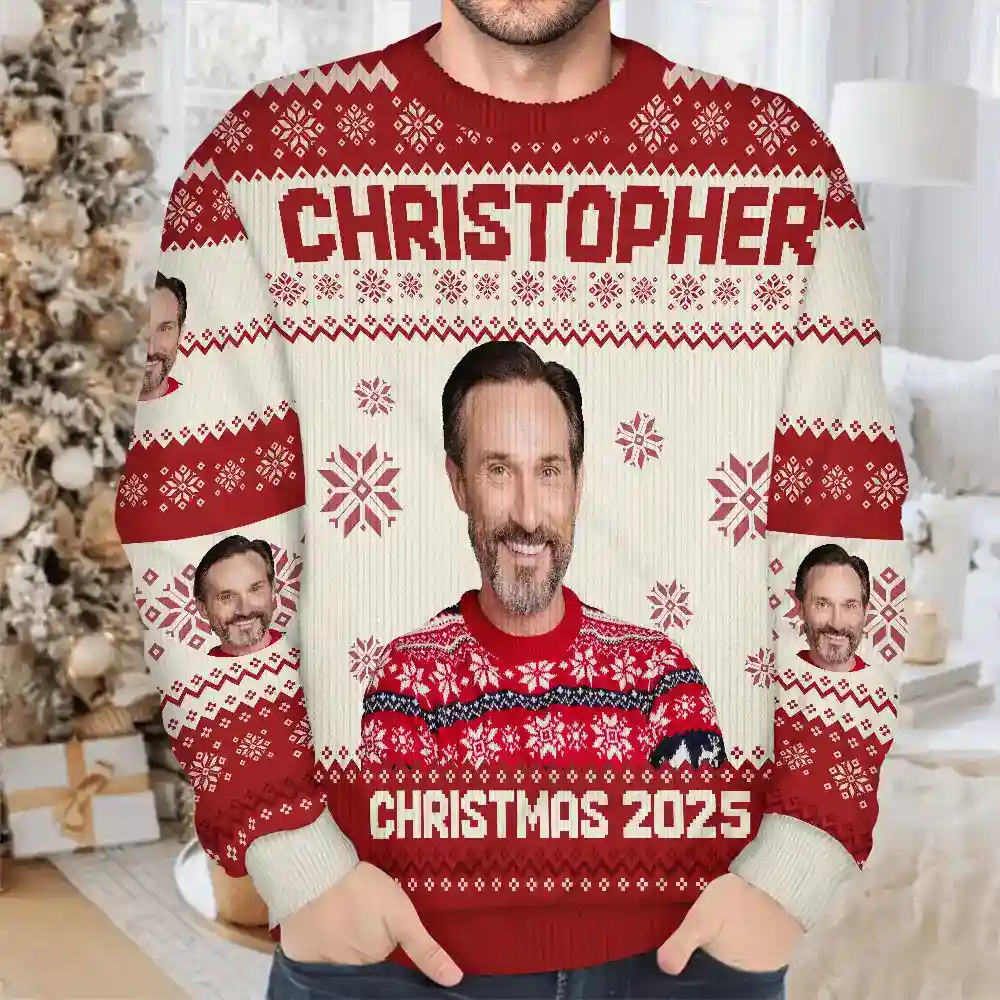 Custom Photo Christmas Family Matching Sweater - Personalized Unisex Ugly Sweater - Image 5