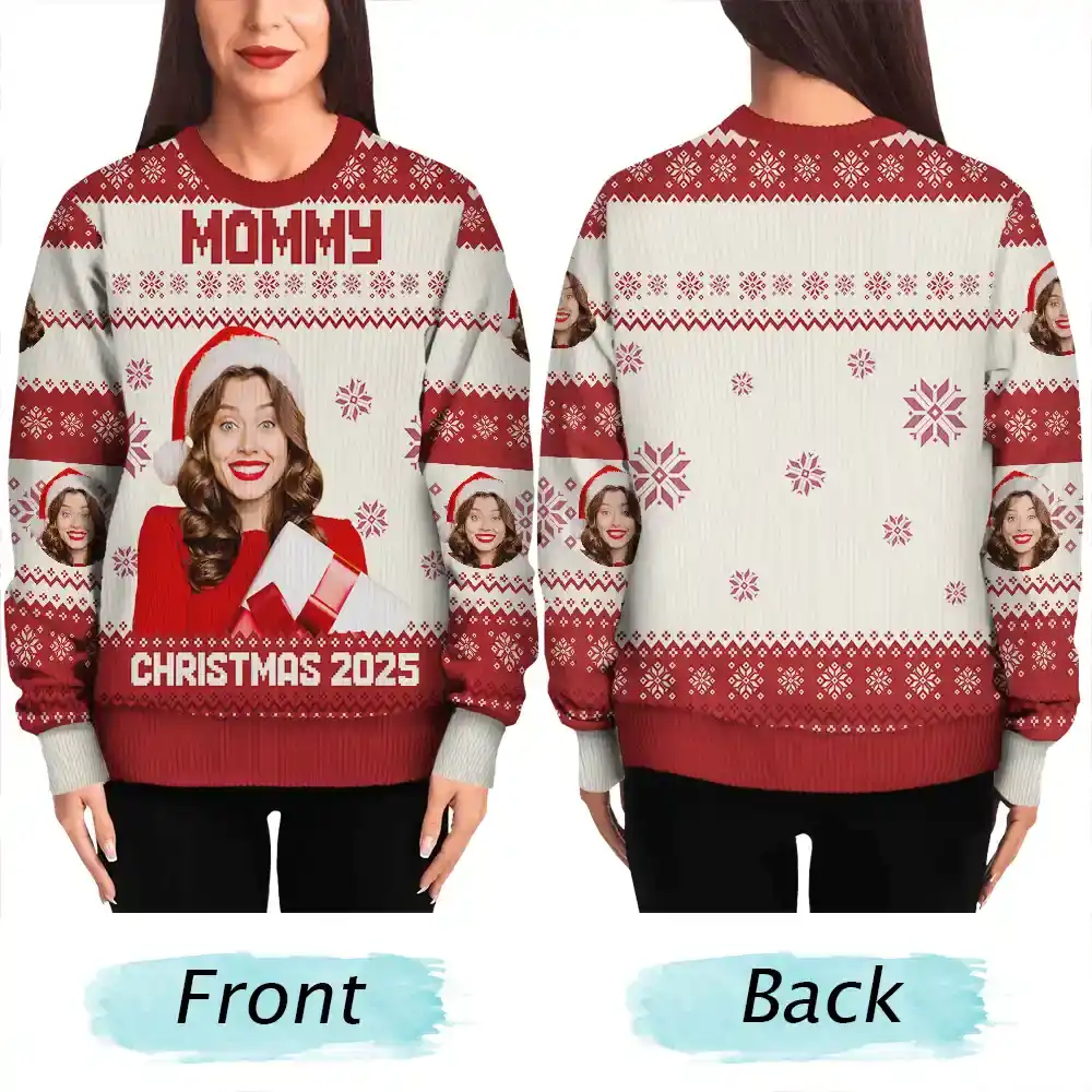 Custom Photo Christmas Family Matching Sweater - Personalized Unisex Ugly Sweater - Image 6