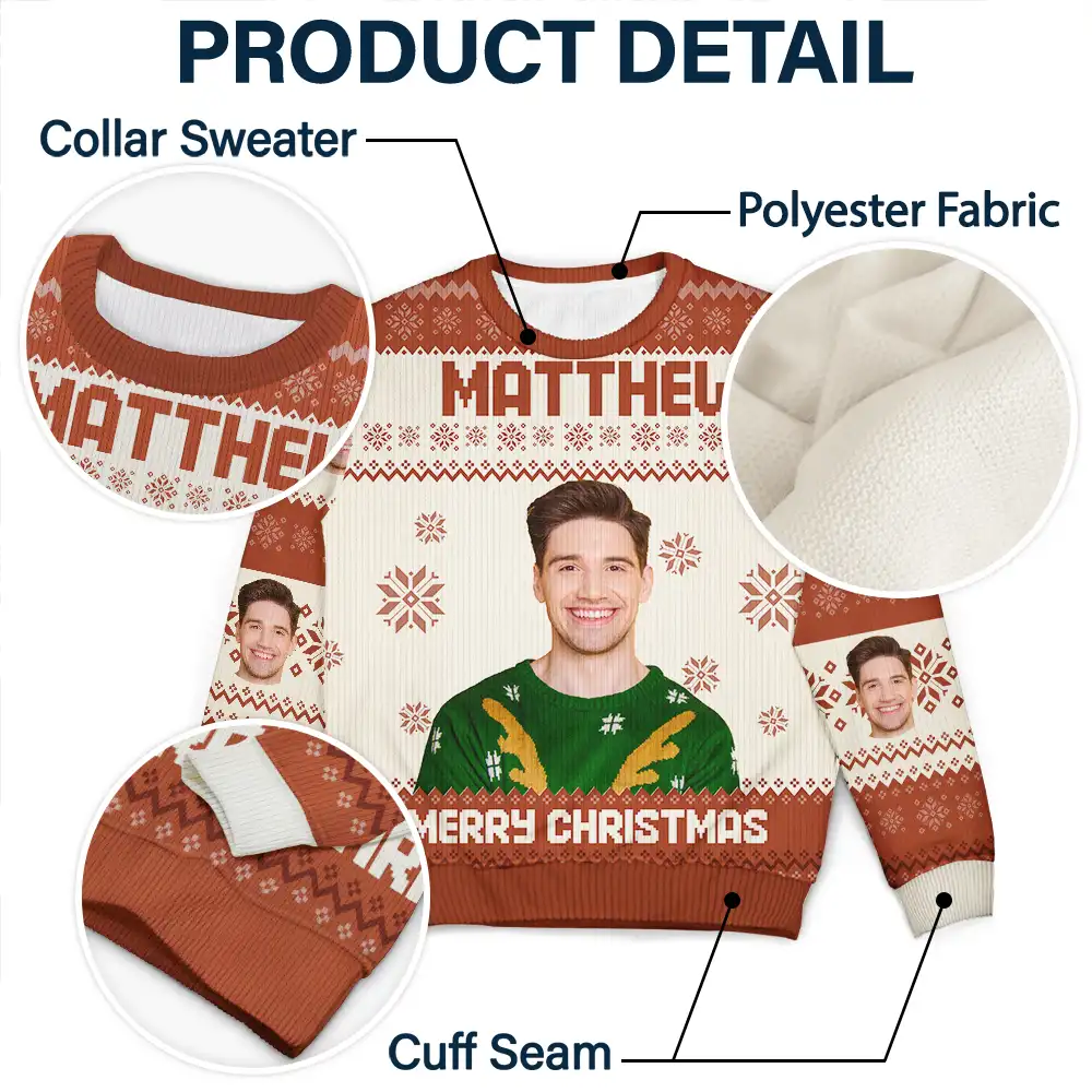 Custom Photo Christmas Family Matching Sweater - Personalized Unisex Ugly Sweater - Image 7