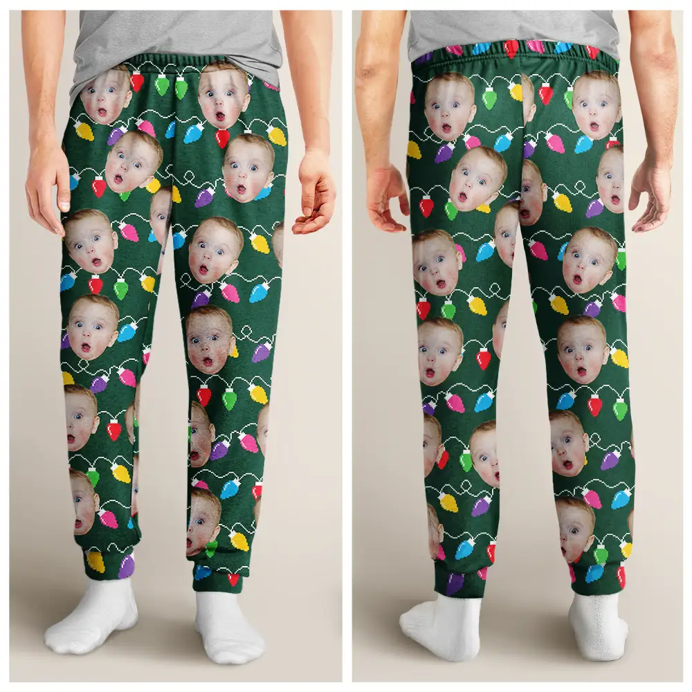Custom Photo Christmas Family Pet Face - Personalized Sweatpants - Image 5