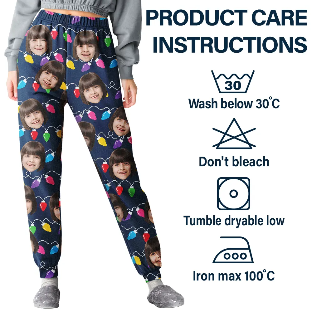 Custom Photo Christmas Family Pet Face - Personalized Sweatpants - Image 6