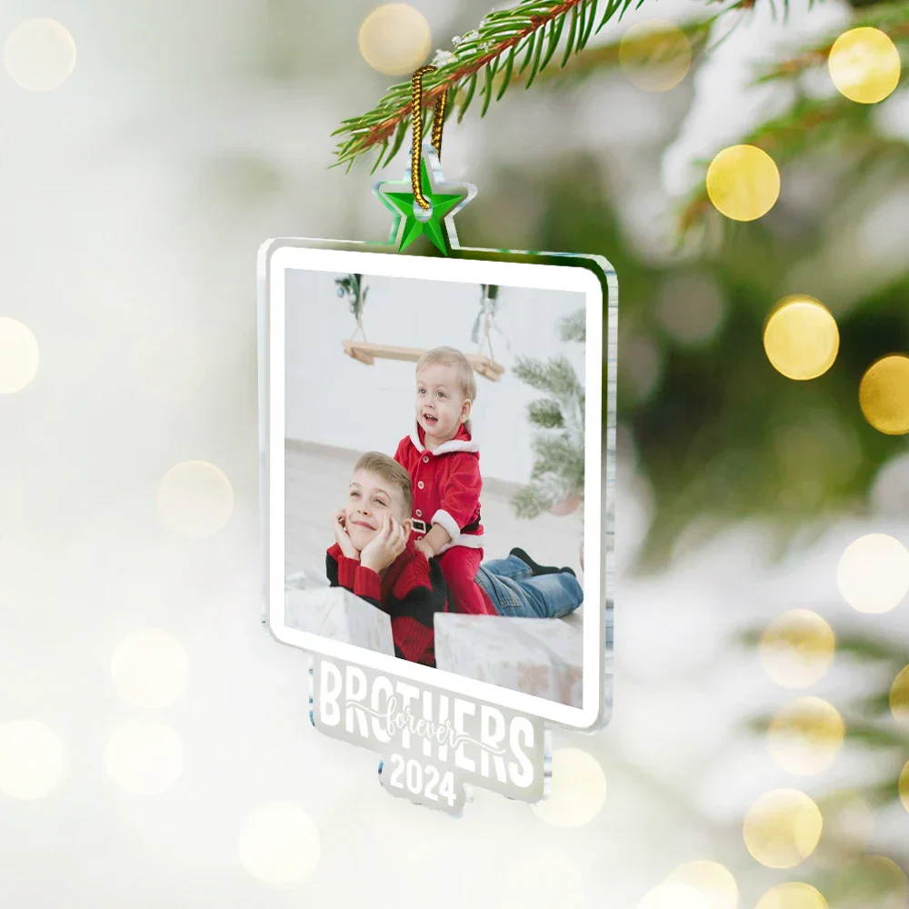 Custom Photo Christmas Family Tree Photo - Personalized Custom Shaped Acrylic Ornament - Image 2
