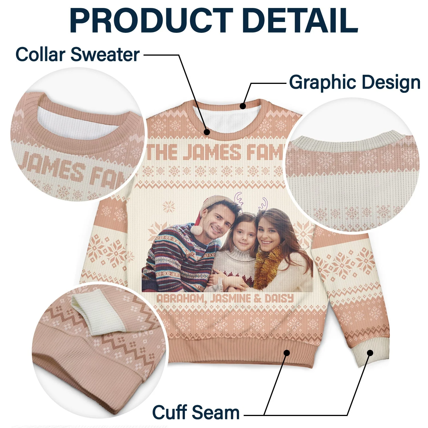 Custom Photo - Christmas, Funny Gift For Family, Couple, Dad, Mom, Grandpa, Grandma - Personalized Unisex Ugly Sweater - Image 7