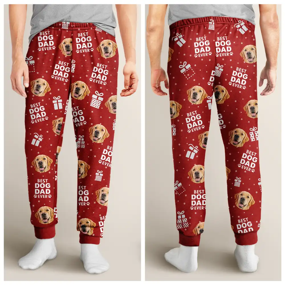 Custom Photo Christmas Gift Best Dog Cat Dad Mom Ever - Personalized Pajama Pants - Image 5