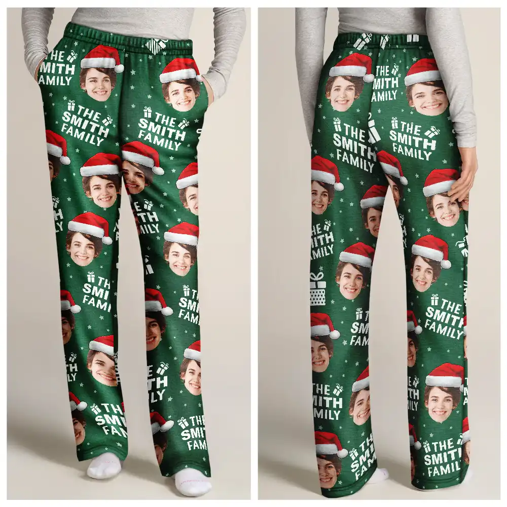 Custom Photo Christmas Gift Family Name - Personalized Pajama Pants - Image 4