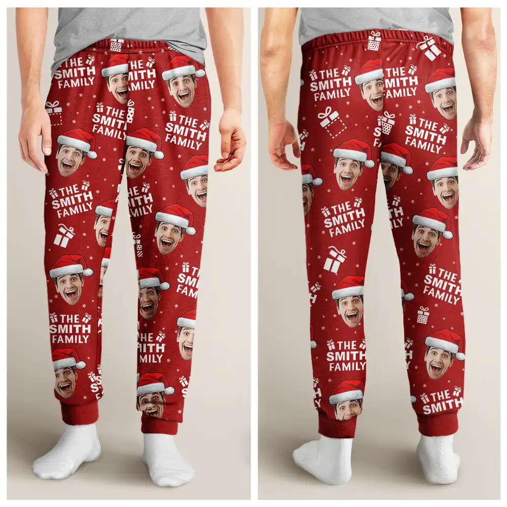 Custom Photo Christmas Gift Family Name - Personalized Pajama Pants - Image 5