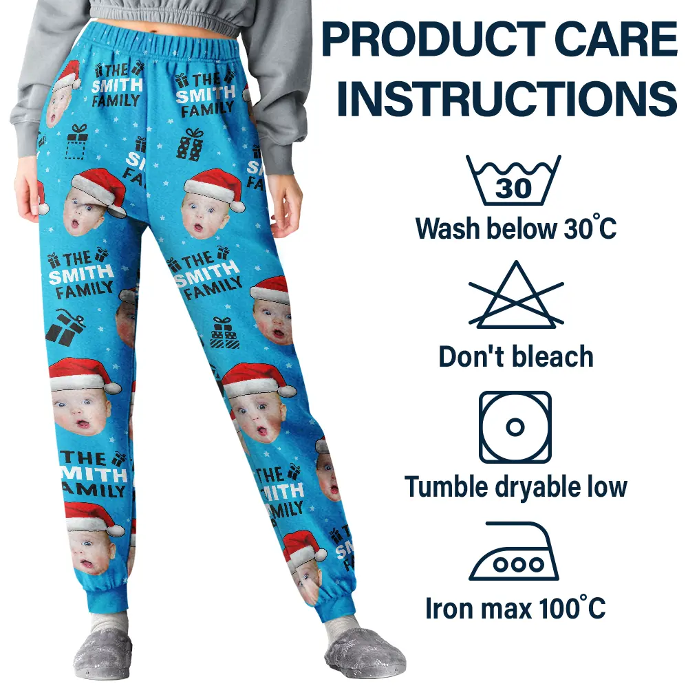 Custom Photo Christmas Gift Family Name - Personalized Pajama Pants - Image 6