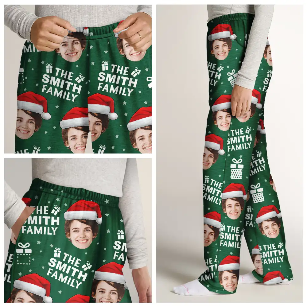 Custom Photo Christmas Gift Family Name - Personalized Pajama Pants - Image 7