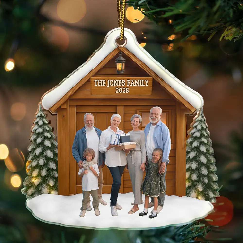 Custom Photo Christmas Happy Family - Personalized Custom Shaped Acrylic Ornament - Image 4