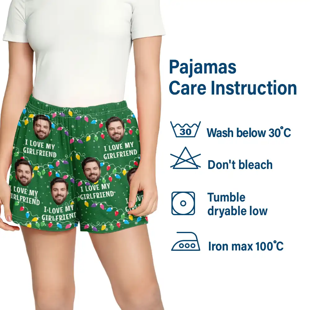 Custom Photo Christmas I Love My Wife - Personalized Pajama Shorts - Image 7