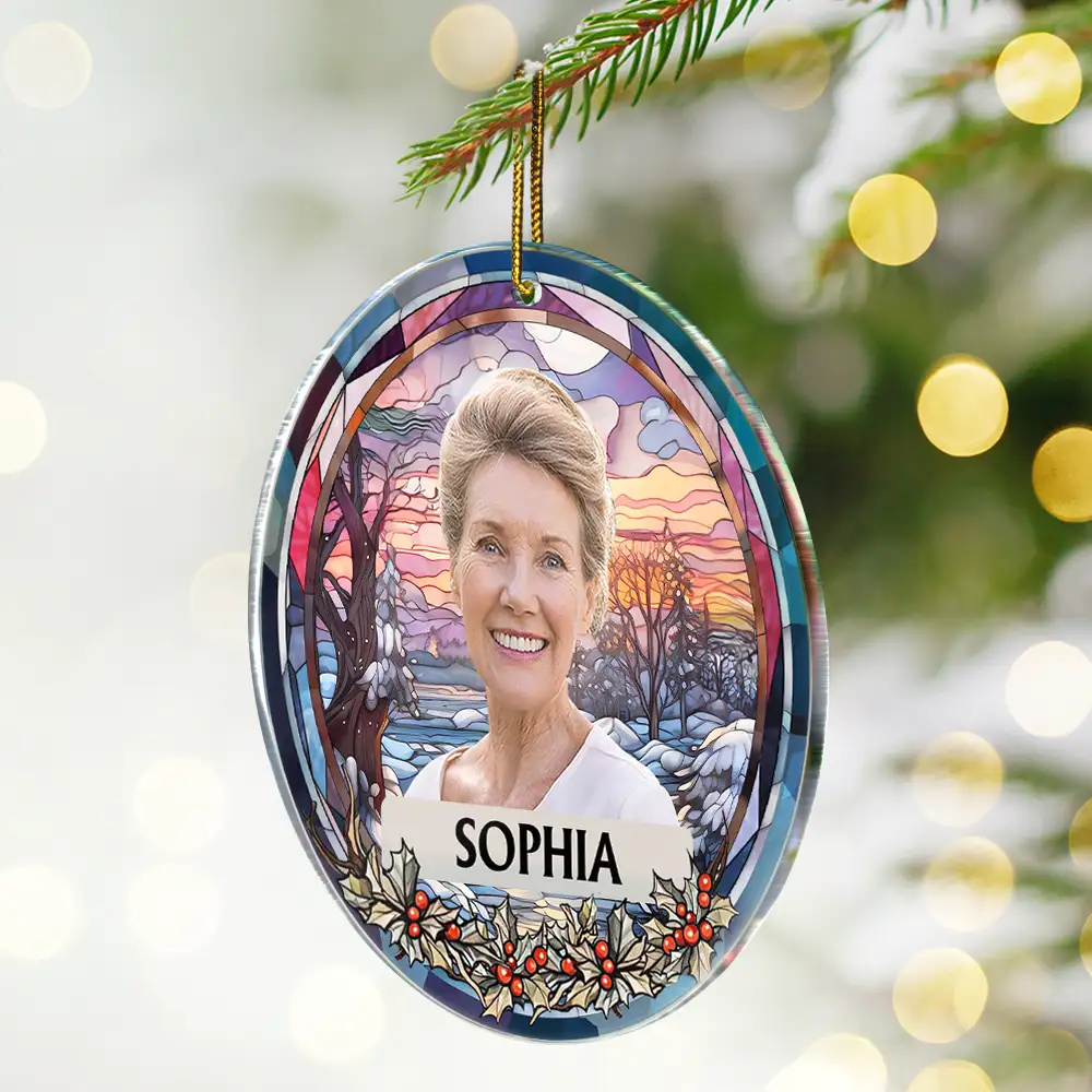 Custom Photo Christmas Memorial Family Dog Cat - Personalized Circle Acrylic Ornament - Image 3