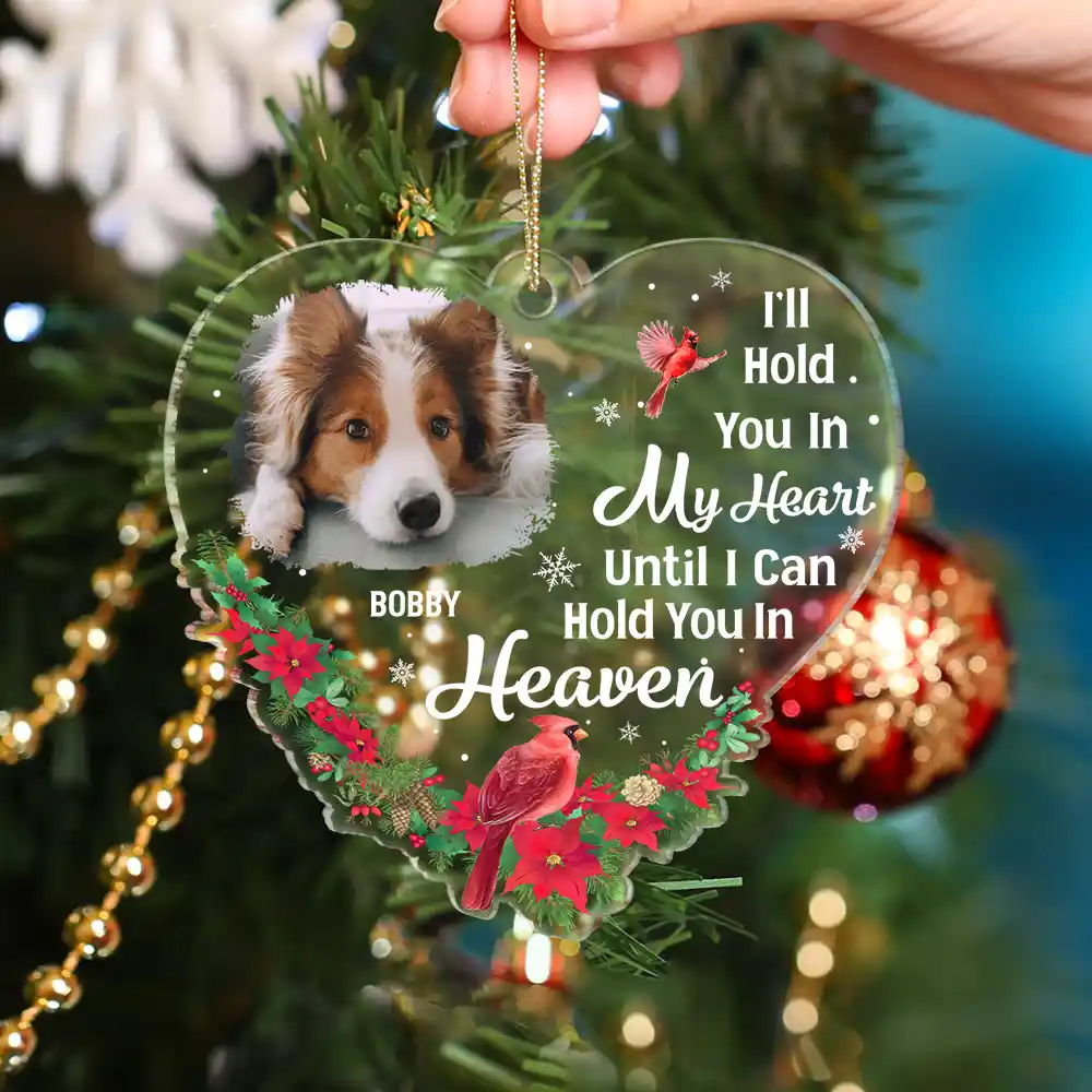 Custom Photo Christmas Memorial Hold You In My Heart - Personalized Custom Shaped Acrylic Ornament - Image 4
