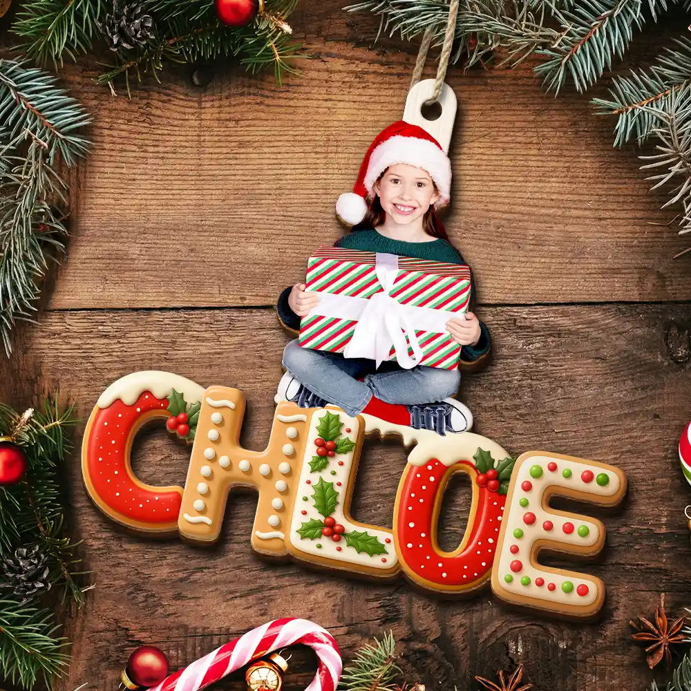 Custom Photo Christmas Pattern Effects With Names - Personalized Custom Shaped Wooden Ornament - Image 6
