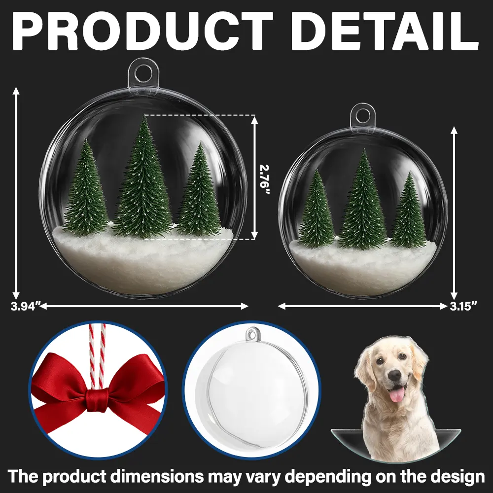 Custom Photo Christmas Pet Face Dog Cat Lover - Personalized 3D Acrylic Ball Ornament - Image 3