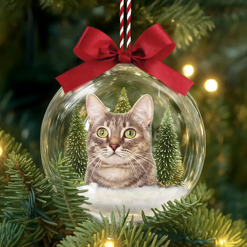 Custom Photo Christmas Pet Face Dog Cat Lover - Personalized 3D Acrylic Ball Ornament - Image 4
