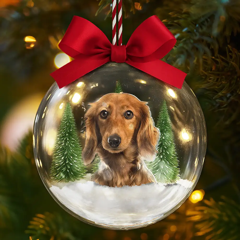 Custom Photo Christmas Pet Face Dog Cat Lover - Personalized 3D Acrylic Ball Ornament - Image 6